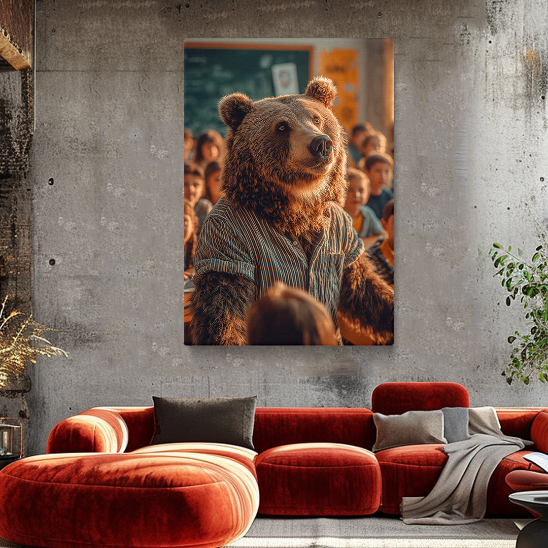 Bear Teacher in Classroom Canvas Prints Artesty 1 Panel 16"x24"