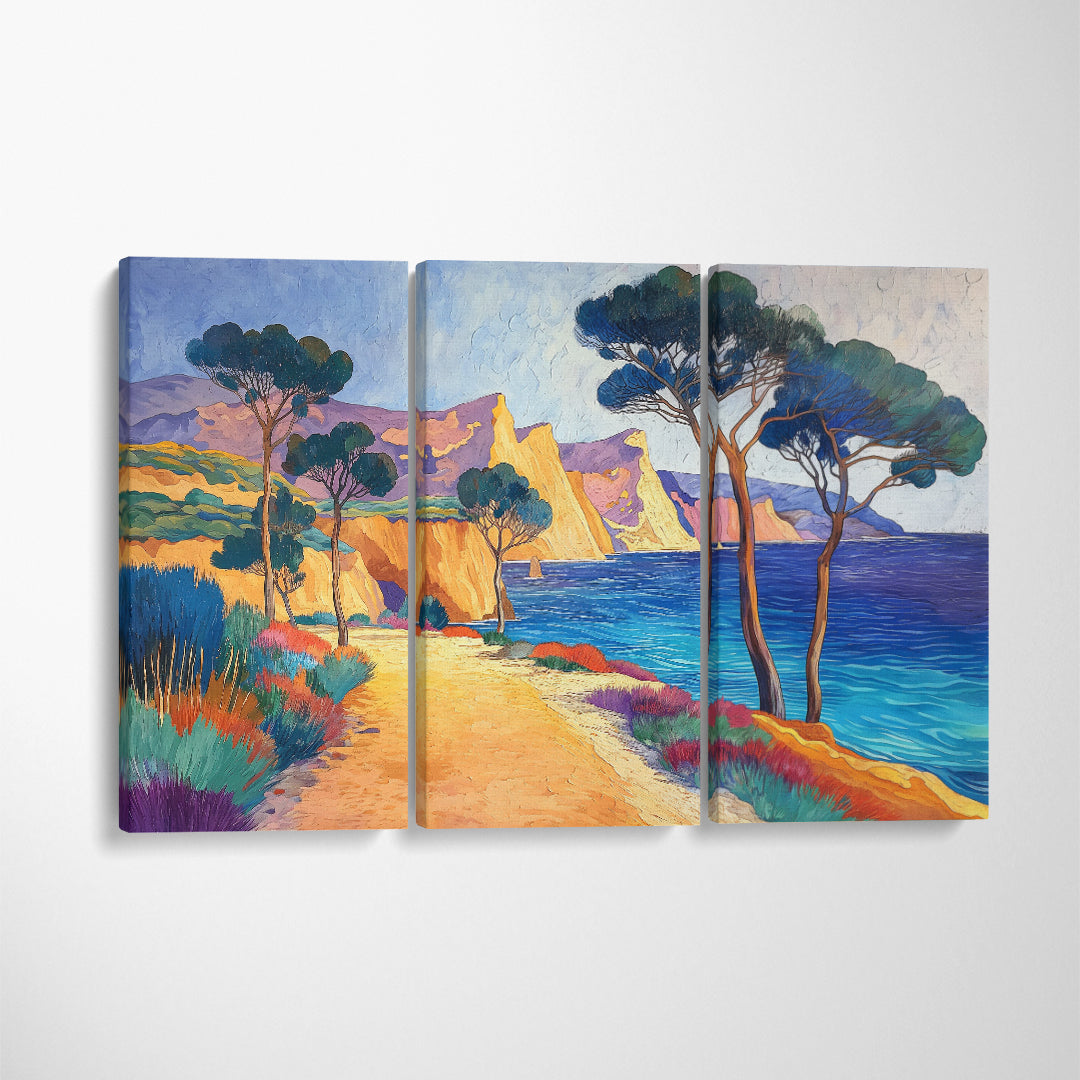 Mediterranean Coastal Path Animals Canvas Print Artesty 3 panels 36" x 24"