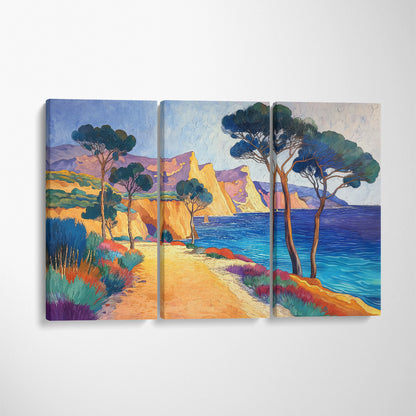 Mediterranean Coastal Path Animals Canvas Print Artesty 3 panels 36" x 24"