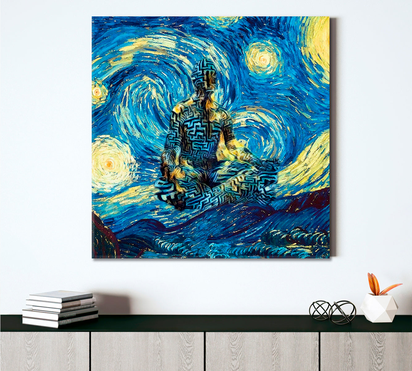 INSPIRED BY VAN GOGH Man In Lotus Pose Surreal Fantasy Large Art Print Décor Artesty   