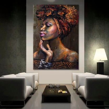 BLACK BEAUTY Breathtaking Stunning Beautiful African Women Fantastic African American Art - Vertical African Style Canvas Print Artesty   