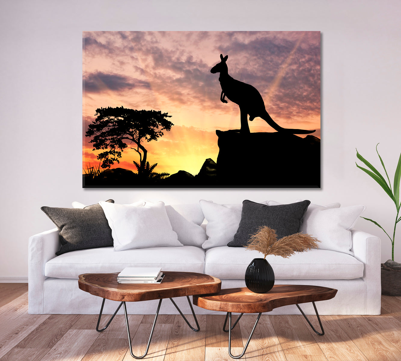 Kangaroo On A Hill At Sunset Wild Life Framed Art Artesty   