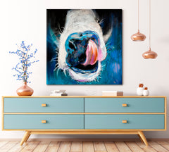 Funny Whimsical Animals Cow Sticking Tongue Out Animals Canvas Print Artesty   