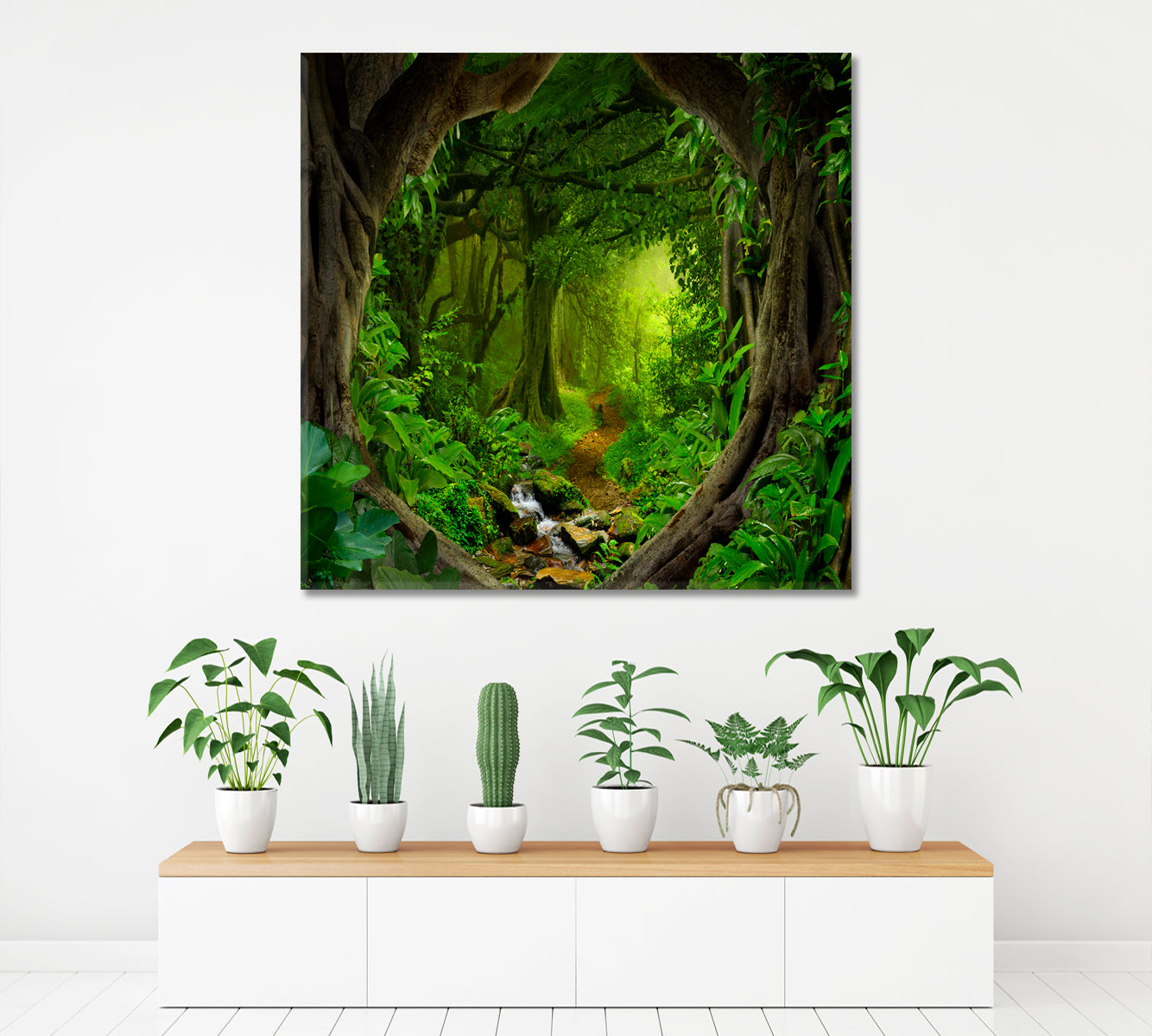 TROPICAL GREEN HOME Deep Tropical Jungles Floral & Botanical Split Art Artesty   