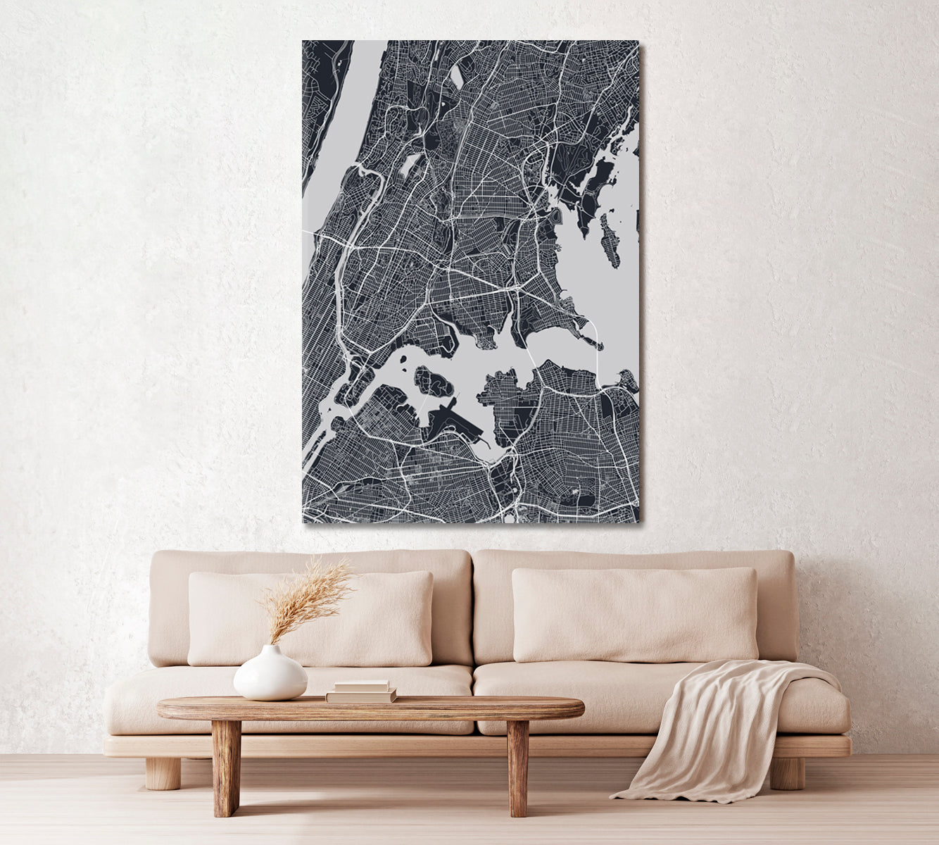 Detailed City Map NYC Suburb USA Maps Canvas Artwork Artesty   