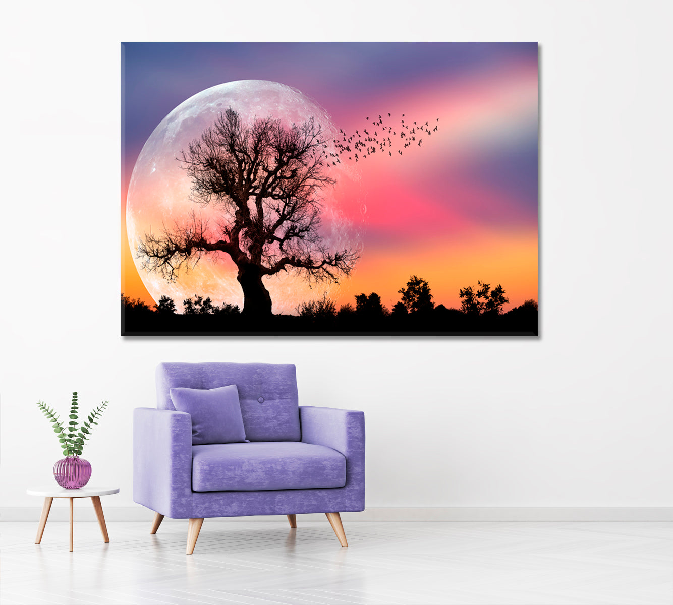 Lone Tree Full Moon Fantasy Landscape Scenery Landscape Fine Art Print Artesty   