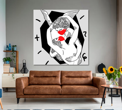 MEDICINE CONCEPT Cupid kiss Wearing Medical Mask Contemporary Art Artesty   