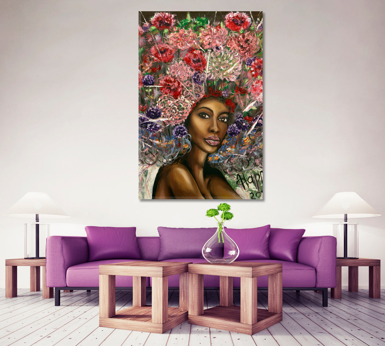 MISS CHARMING Woman Blooming Head Fine Art Artesty   