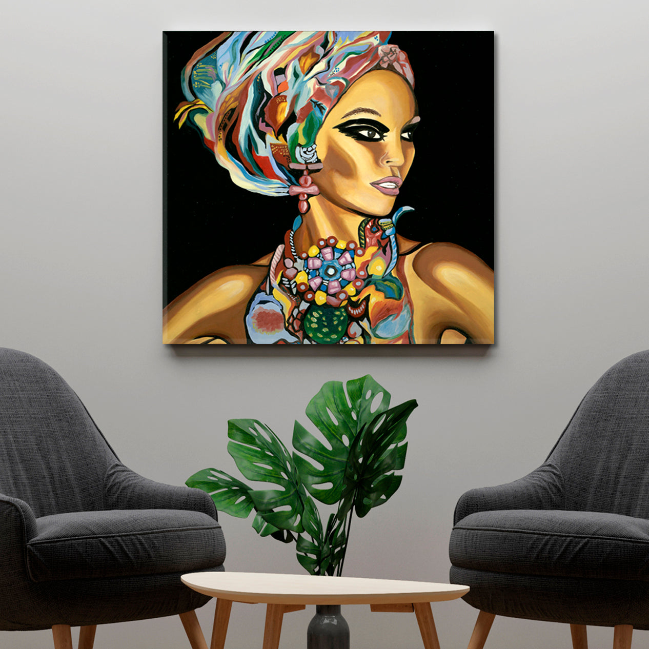 MISS NALA Beautiful Black Woman People Portrait Wall Hangings Artesty 1 Panel 12"x12" 