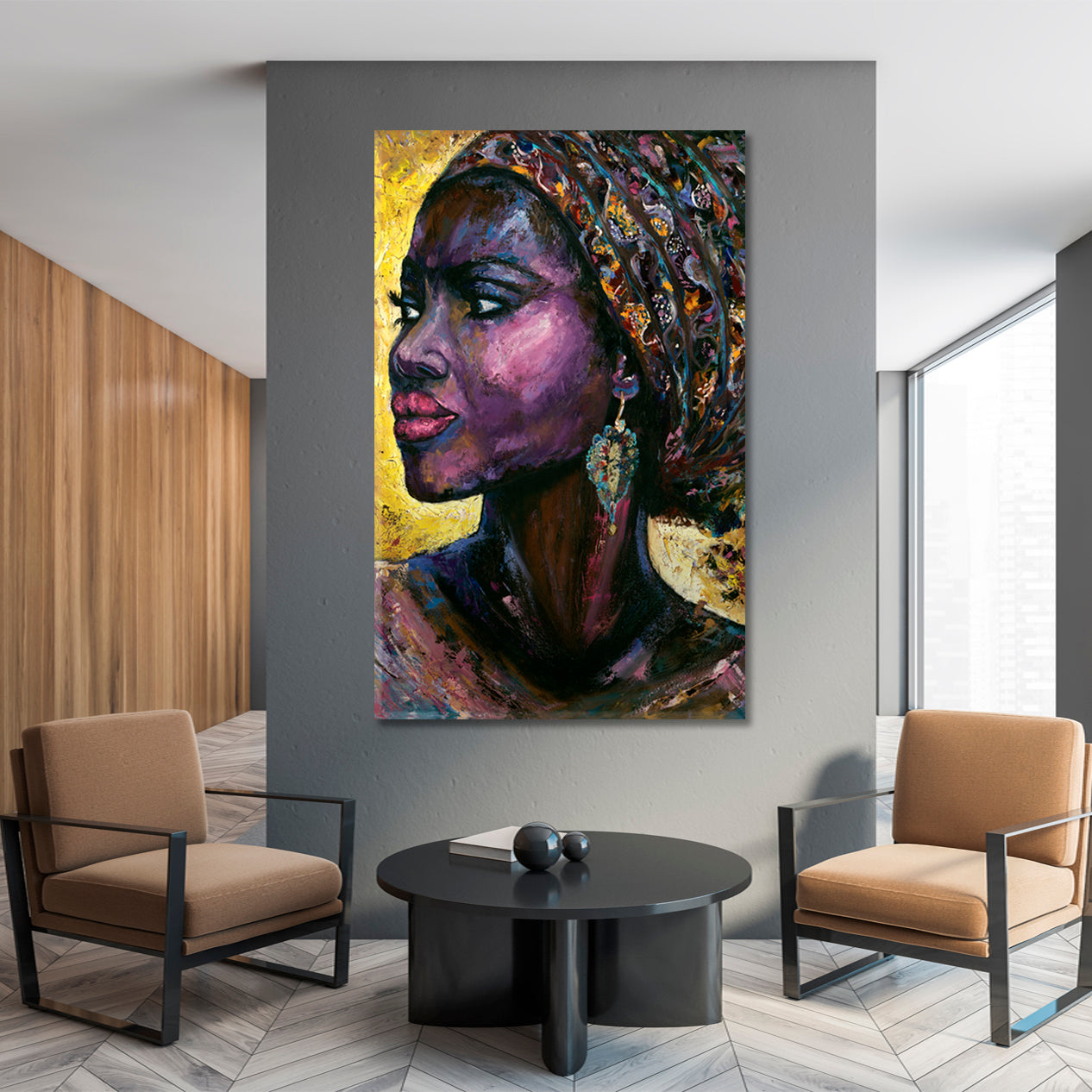 MISS YUMNA Good Fortune Beautiful Black Woman African Style Canvas Print Artesty 1 Panel 16"x24" 