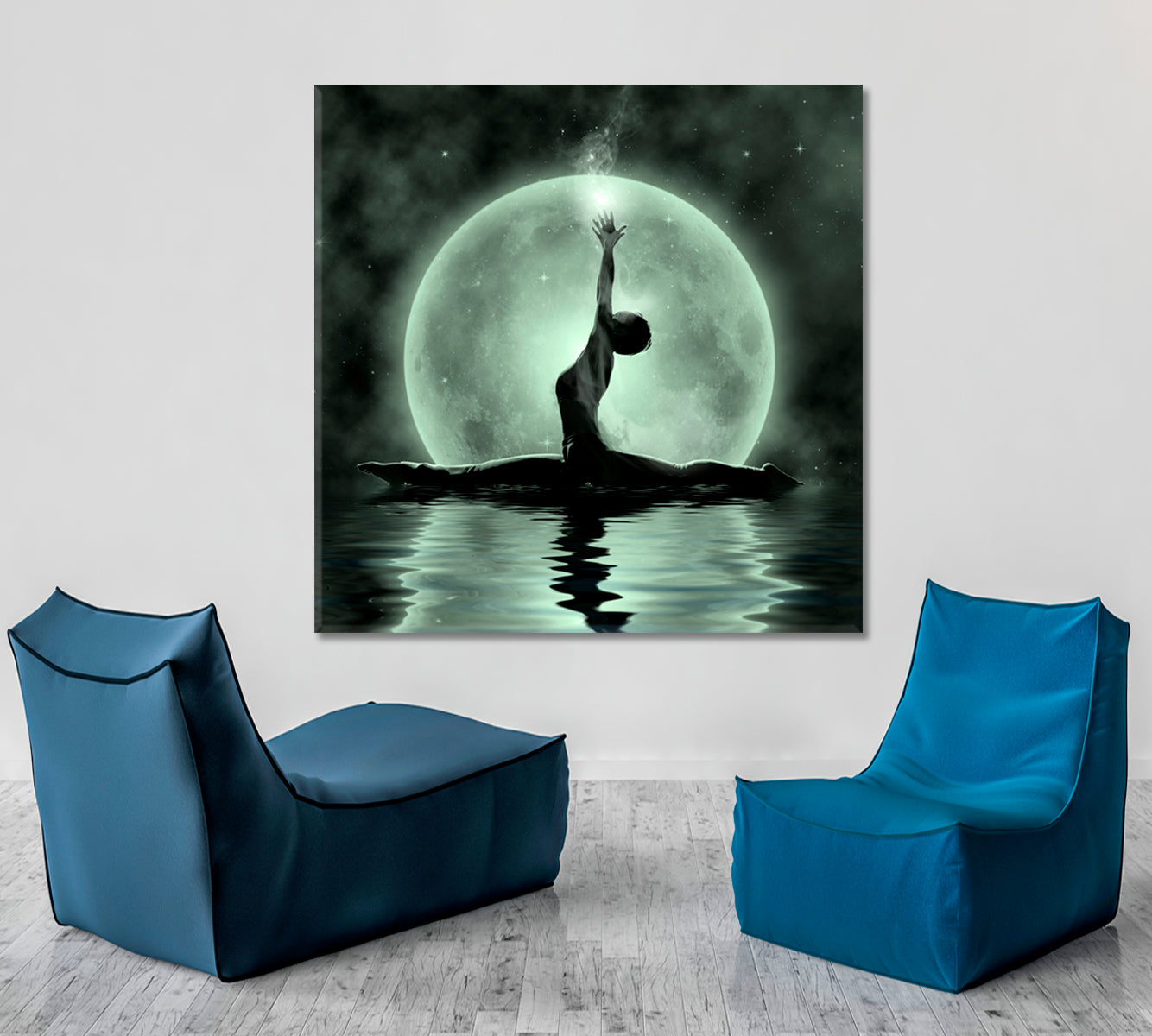 BEAUTY Moonlight Meditation Asian Style Canvas Print Wall Art Artesty   