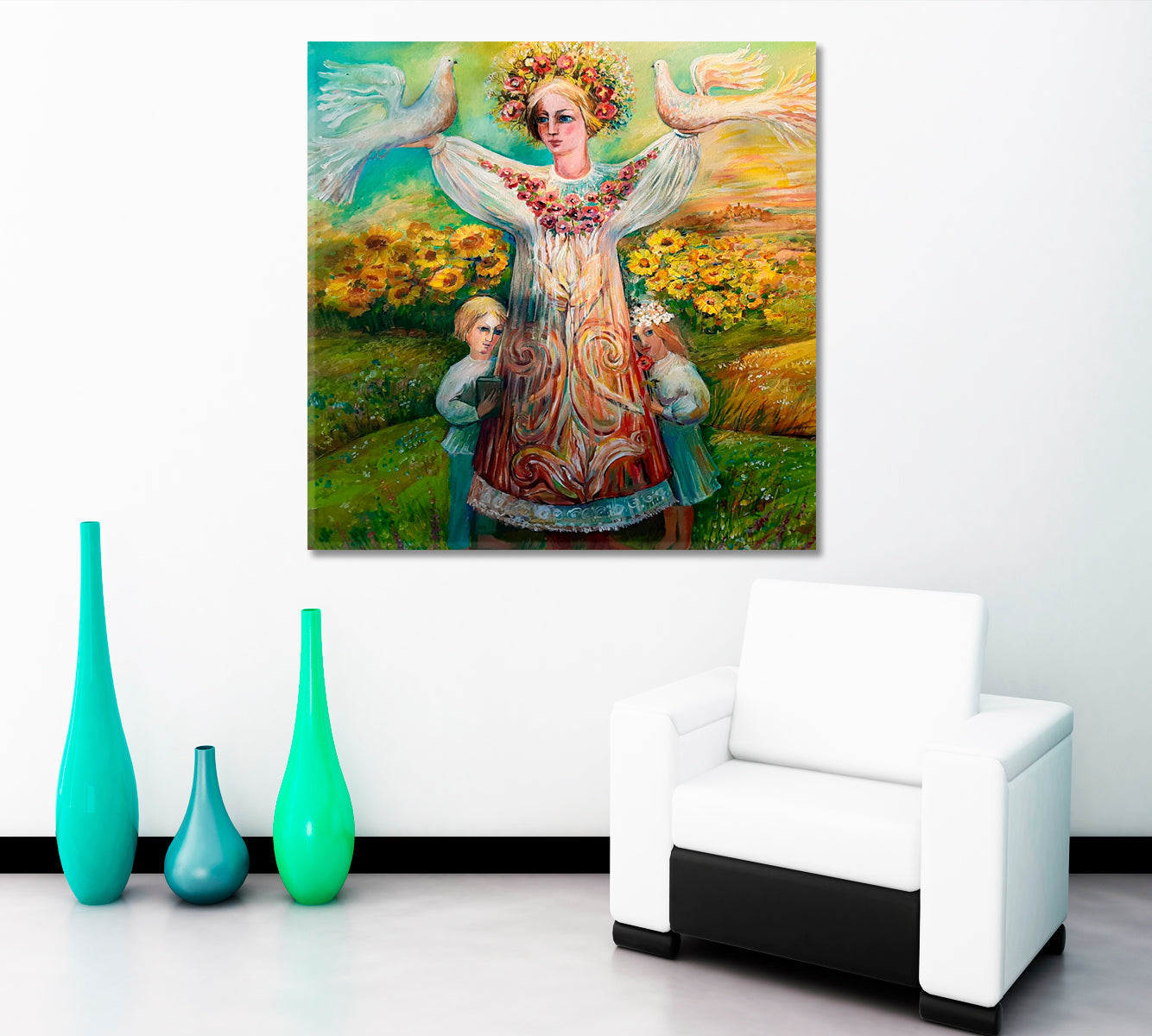 UKRAINE Mother Takes Care Of Kids Surreal Fantasy Large Art Print Décor Artesty   