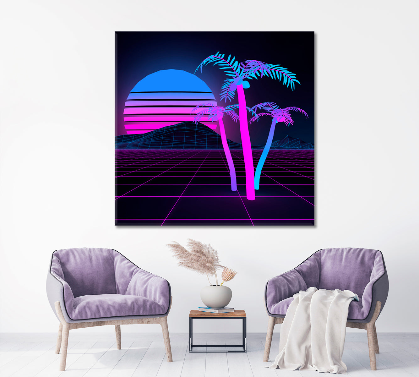 Neon Palm Trees Neon Sunset Scenery Landscape Fine Art Print Artesty   