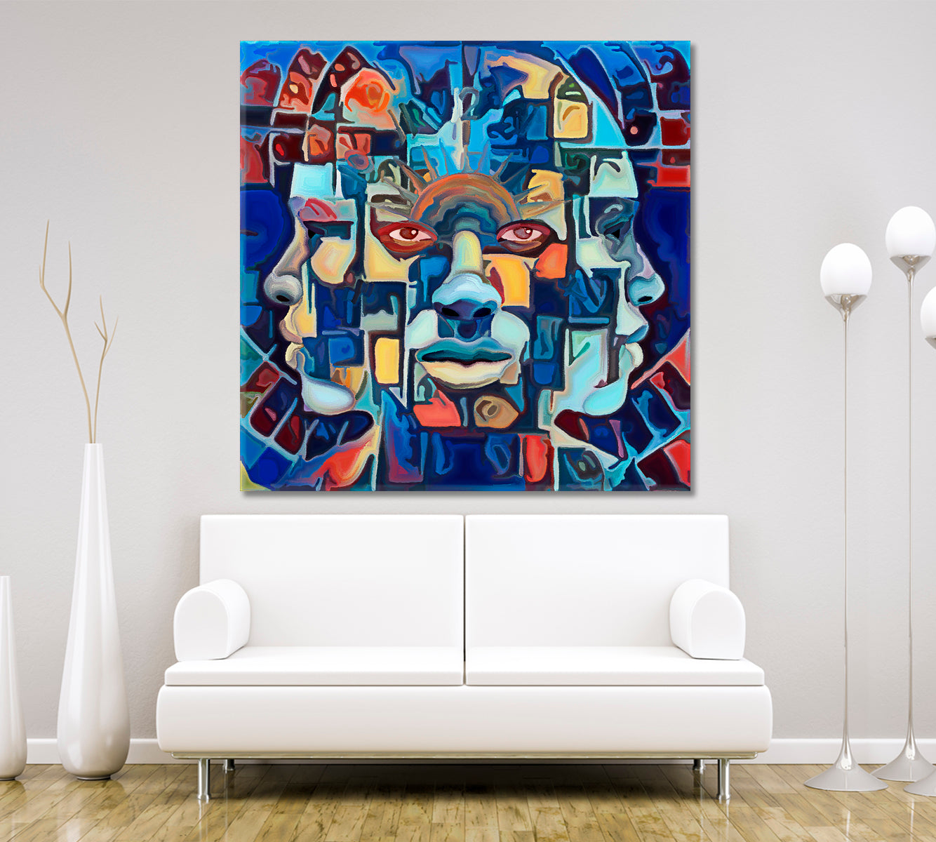 PRESENT PAST FUTURE Three Faces Abstract Art Print Artesty   