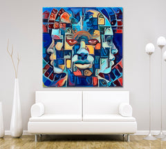 PRESENT PAST FUTURE Three Faces Abstract Art Print Artesty   