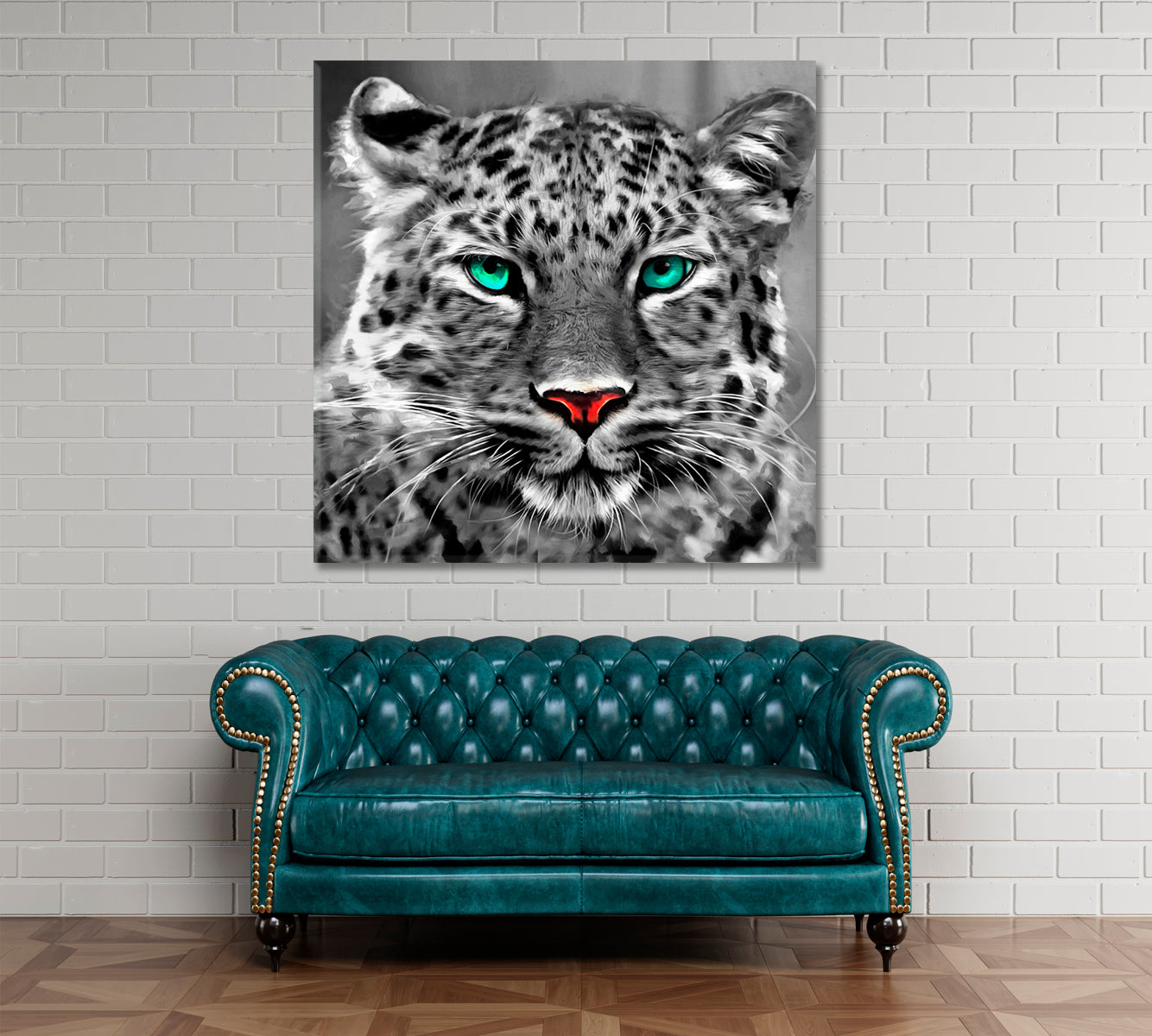 Portrait Albino Bengal Tiger Turquoise Eyes Animals Canvas Print Artesty   