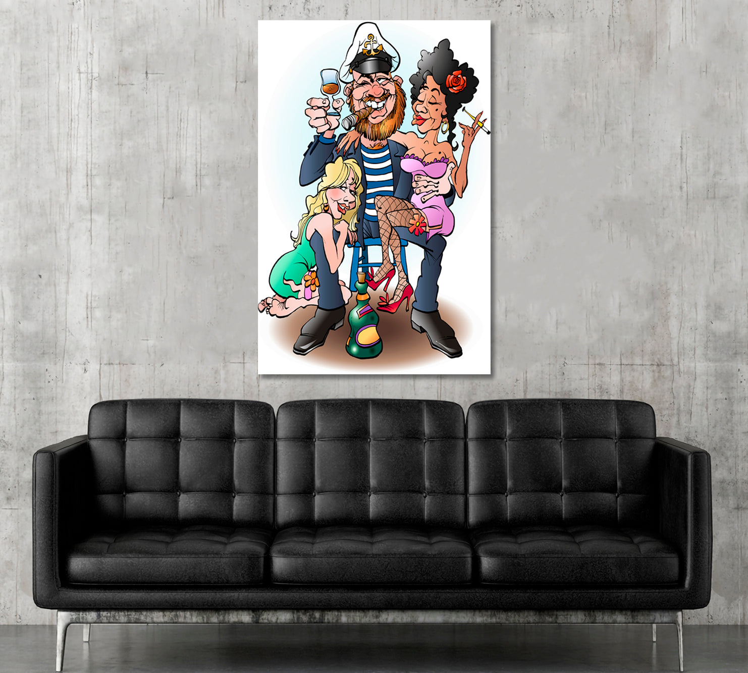 Sailor With Cigar Taking Break Black and White Wall Art Print Artesty   