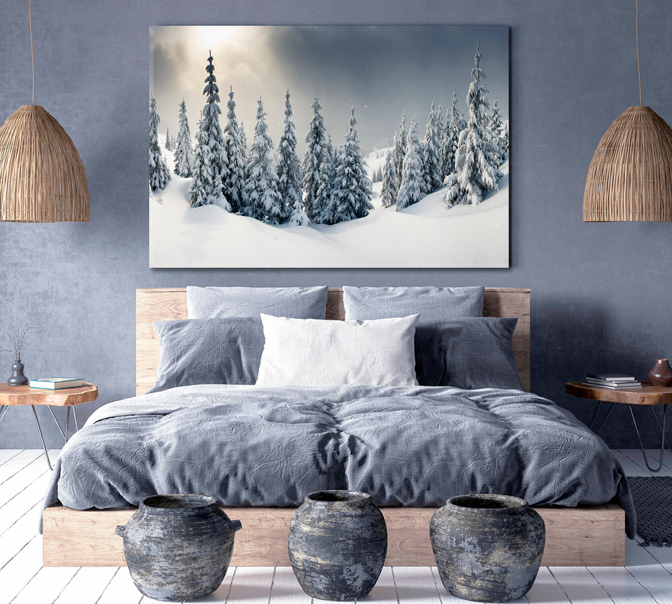 Trees with Frost And Snow In Mountains Winter Landscape Scenery Landscape Fine Art Print Artesty   