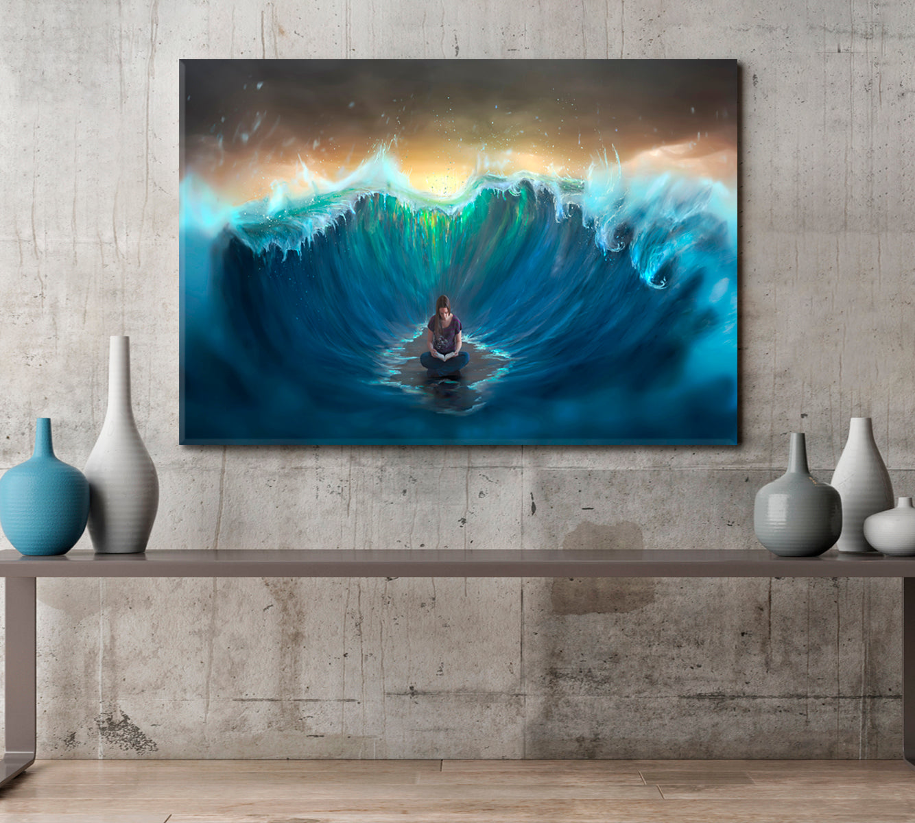 Woman Surrounded By Sea Waves Motivation Sport Poster Print Decor Artesty   