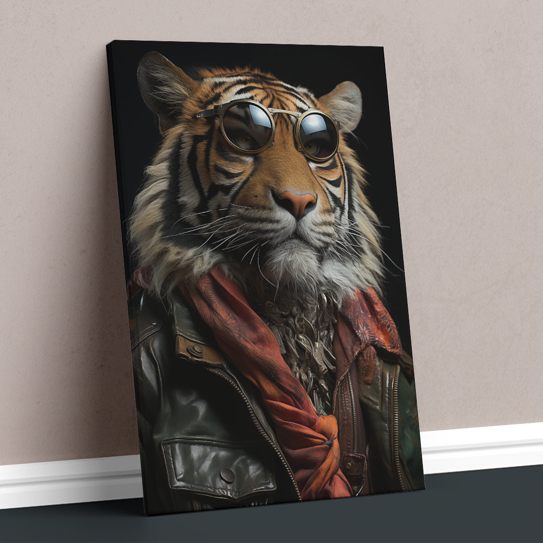 Charming Tiger, Fashionable Wildlife, Animal Lovers Abstract Art Print Artesty   