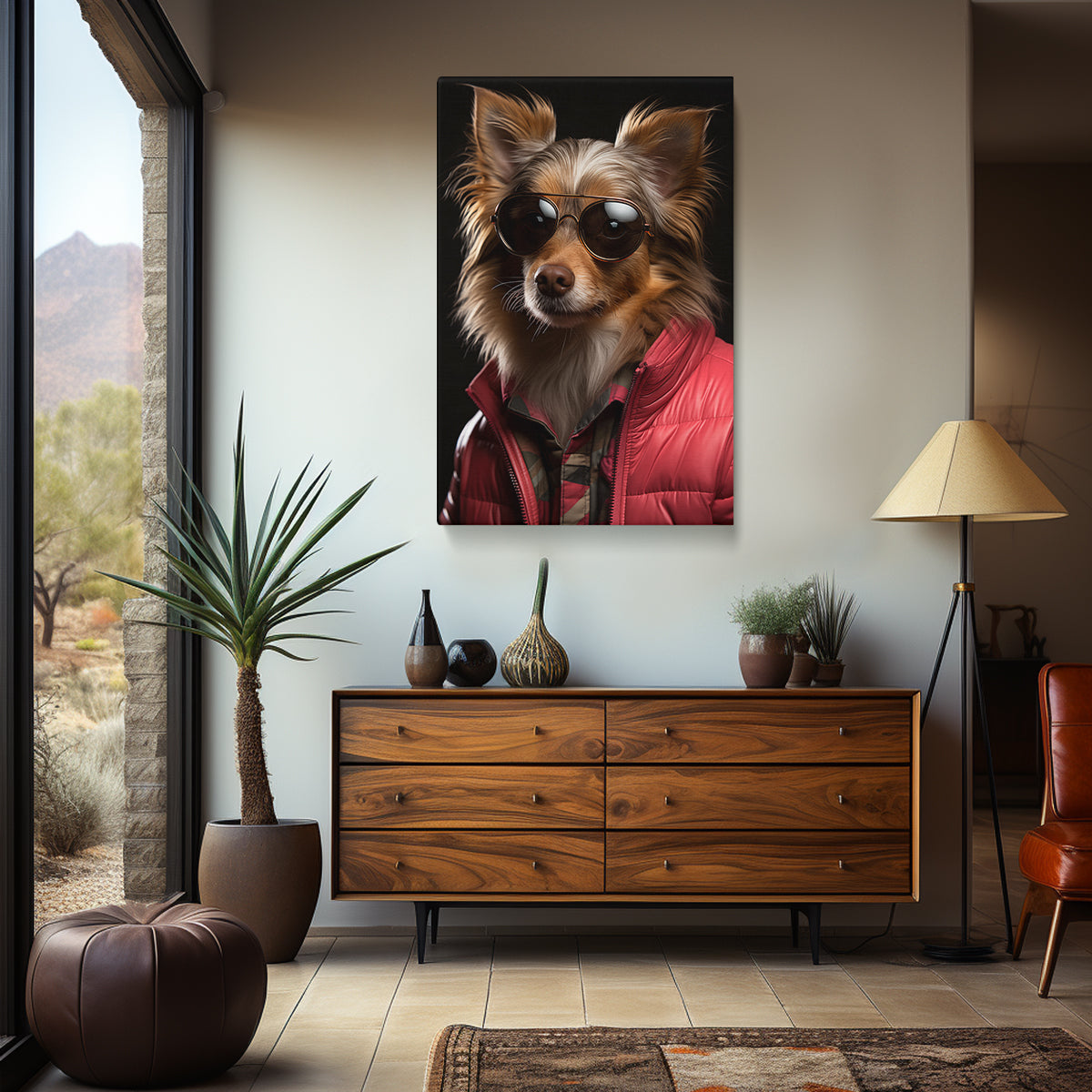 Stylish Dog in Sunglasses and Jacket Canvas Prints Artesty   