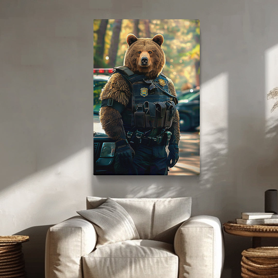 Grizzly Bear Police Officer Canvas Prints Artesty