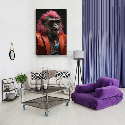 Stylish Monkey in Orange Jacket and Sunglasses Canvas Prints Artesty