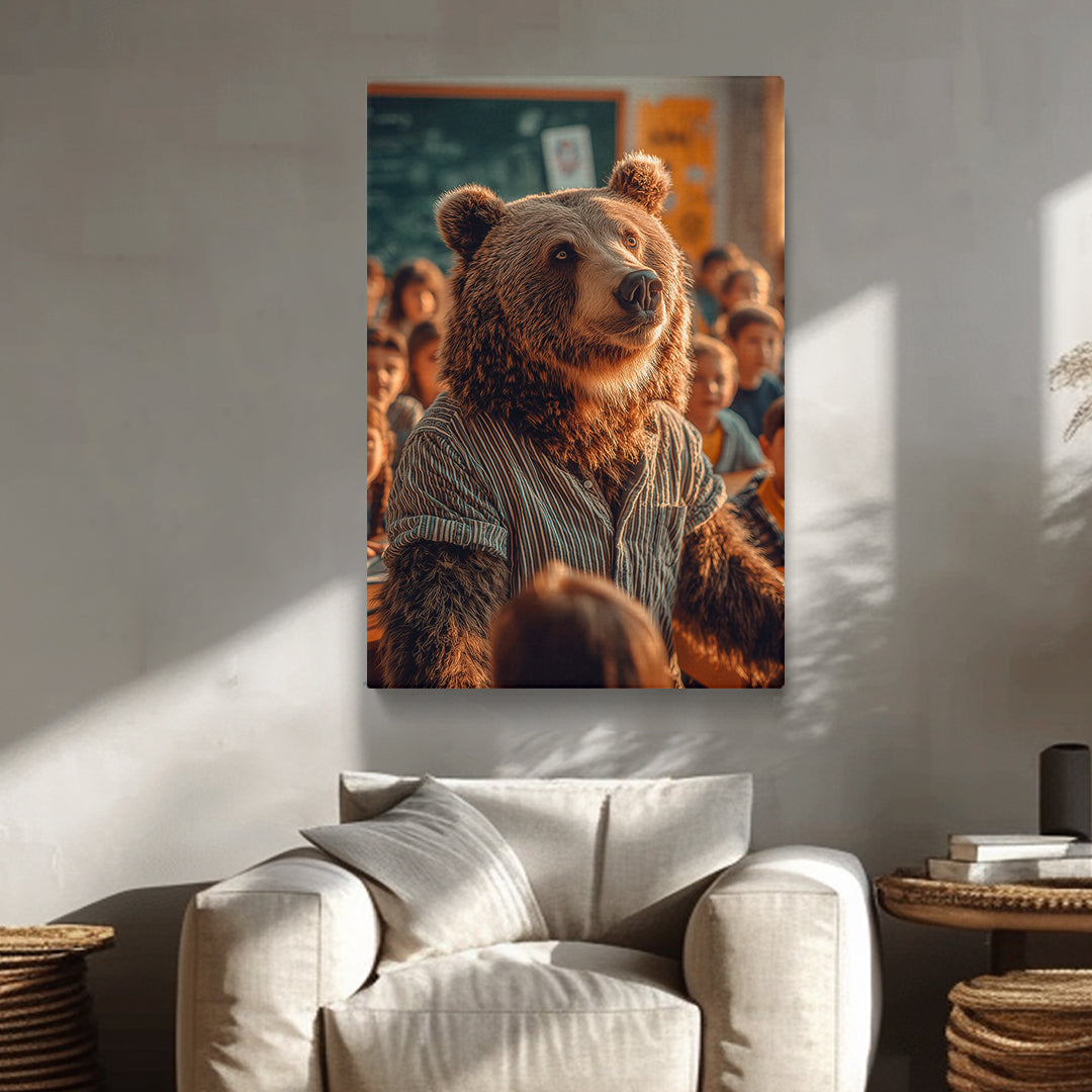 Bear Teacher in Classroom Canvas Prints Artesty