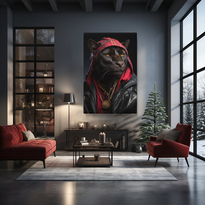 Hip-Hop Style Panther in Hoodie Canvas Prints Artesty