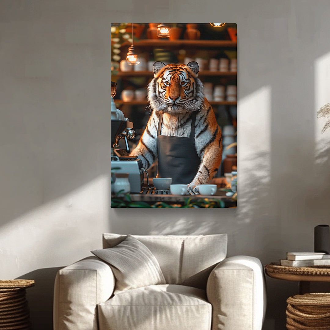 Barista Tiger Canvas Prints Artesty
