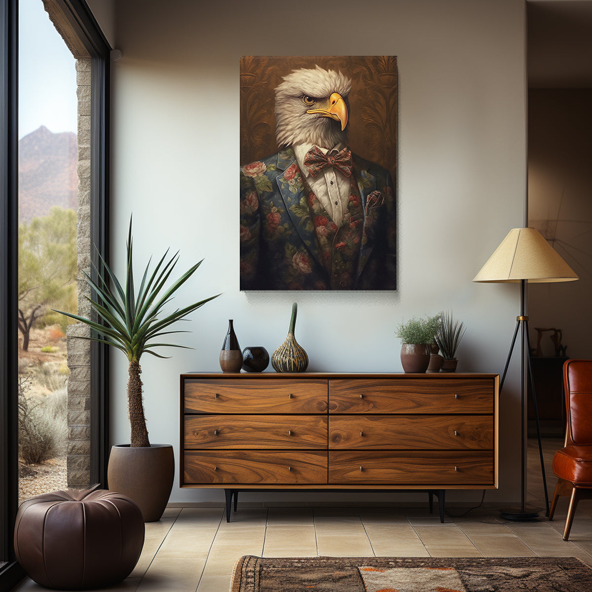 Eagle in Floral Suit Canvas Prints Artesty