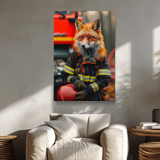 Firefighter Fox Portrait Canvas Prints Artesty