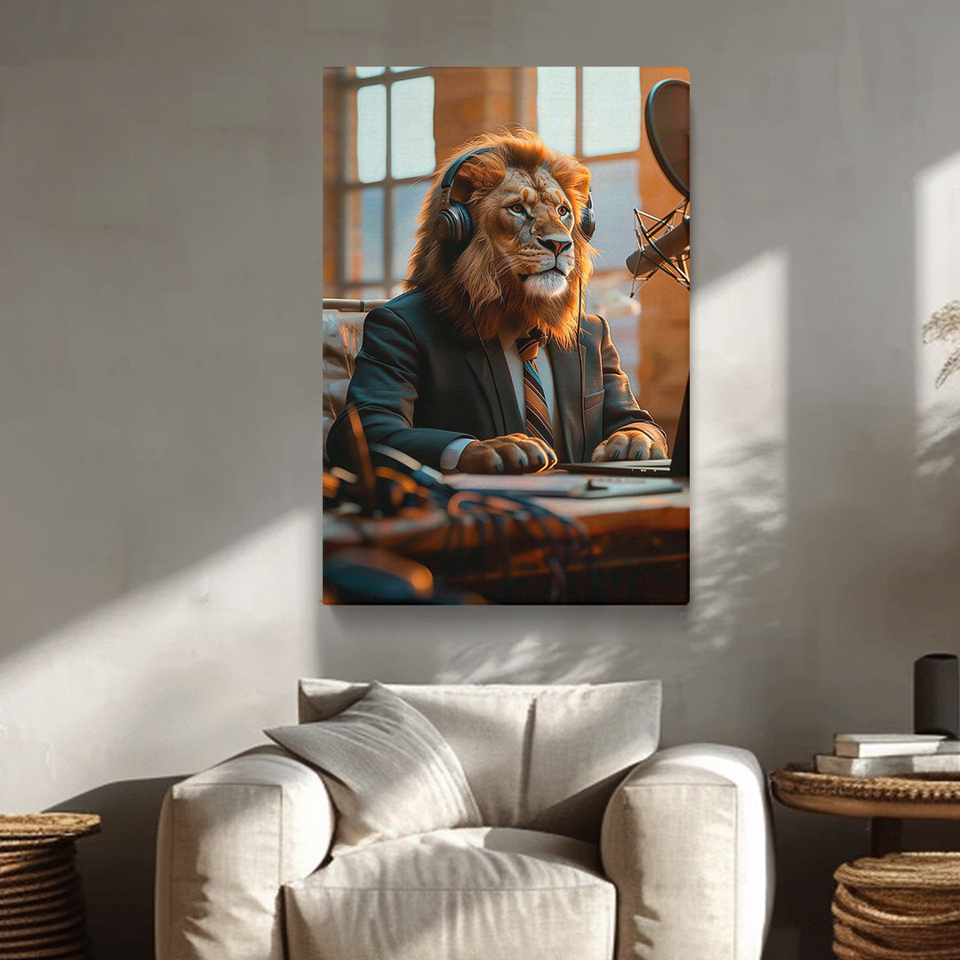 Lion Journalist in Suit Canvas Prints Artesty