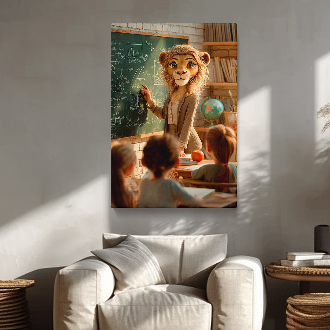Lion Teacher in Classroom Canvas Prints Artesty