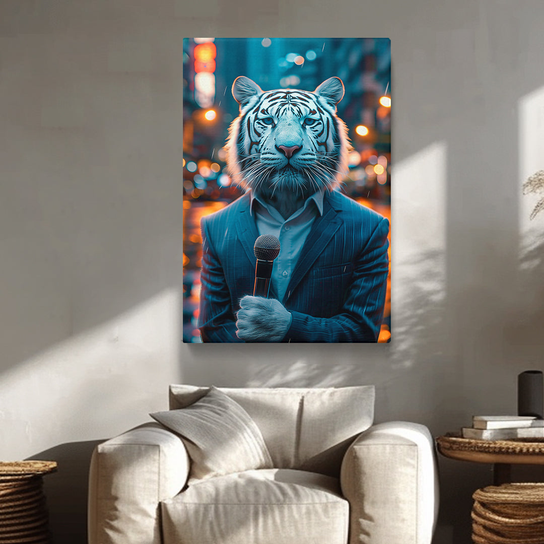 White Tiger News Reporter Canvas Prints Artesty