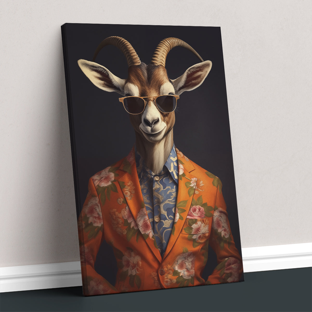 Trendy Gazelle in Blazer and Sunglasses Canvas Prints Artesty 1 Panel 16"x24"