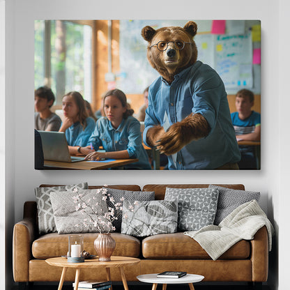 Bear Teacher in Classroom Animals Canvas Print Artesty 1 panel 24" x 16"