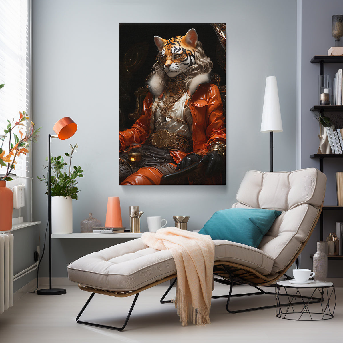 Tiger Monarch Majestic Aristocratic Animal Portrait for Office or Study Abstract Art Print Artesty   