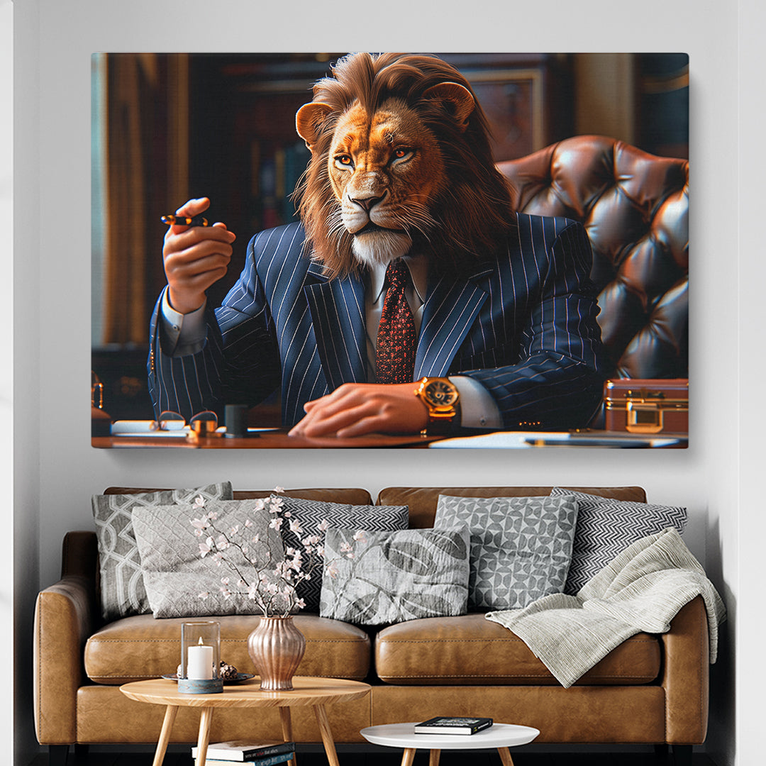 Powerful Lion Boss Animals Canvas Print Artesty 1 panel 24" x 16"