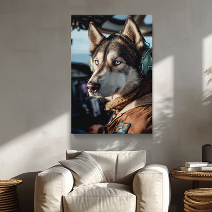 Husky Pilot Portrait Canvas Prints Artesty