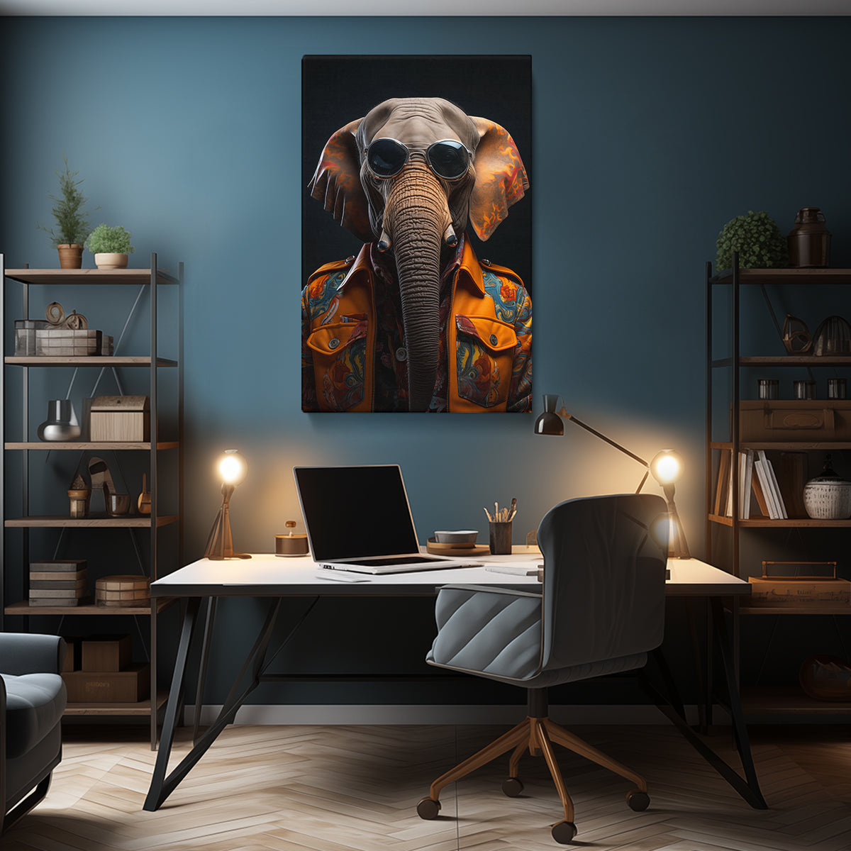 Stylish Elephant with Sunglasses Canvas Prints Artesty 1 Panel 24"x36" 