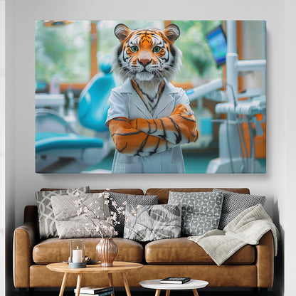 Tiger Dentist Animals Canvas Print Artesty