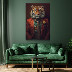 Charming Tiger Gentleman for Office Canvas Prints Artesty 1 Panel 30"x46" 