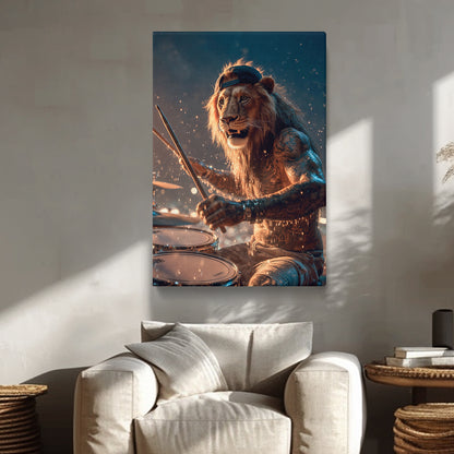 Tattooed Lion Drummer Canvas Prints Artesty