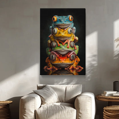 Stacked Colorful Frogs Canvas Prints Artesty 1 Panel 16"x24"