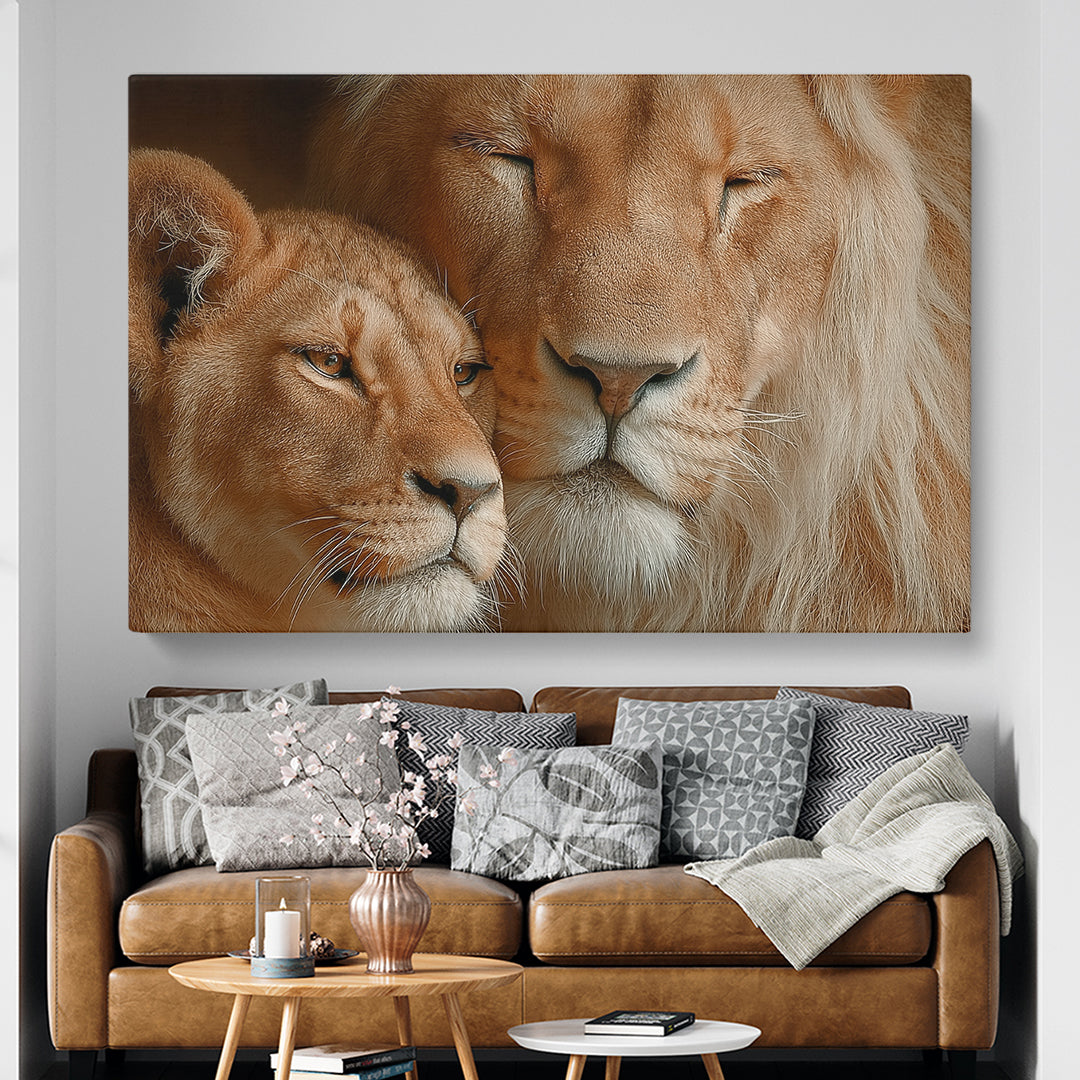 Lion Couple Animals Canvas Print Artesty 1 panel 24" x 16"