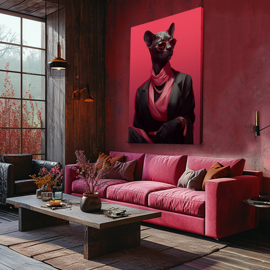 Black Cat in Elegant Outfit Canvas Prints Artesty