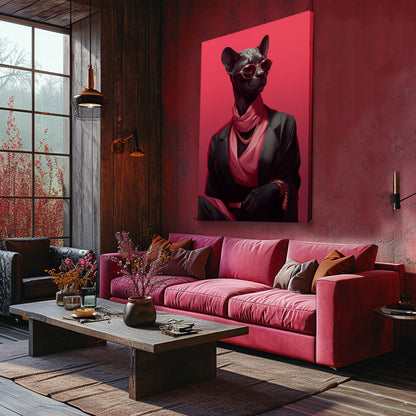 Black Cat in Elegant Outfit Canvas Prints Artesty