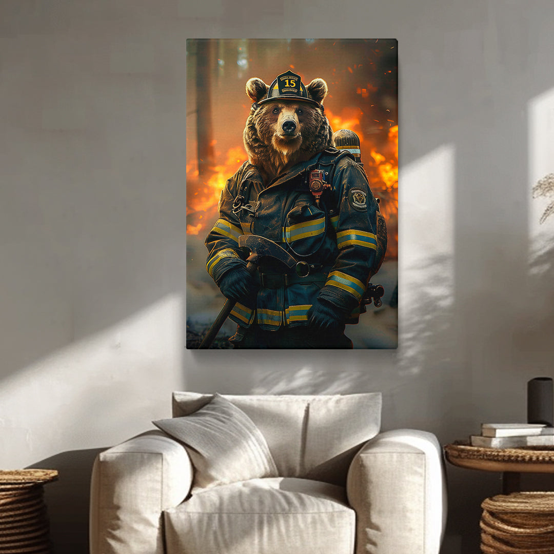 Bear Firefighter Canvas Prints Artesty