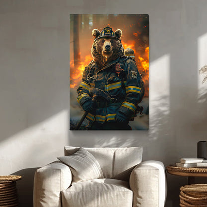 Bear Firefighter Canvas Prints Artesty